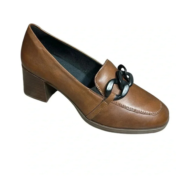 Remonte  shoes, women leather NEW! Chunky heel Dovoo-22, solid,embellished,tan - Picture 4 of 16